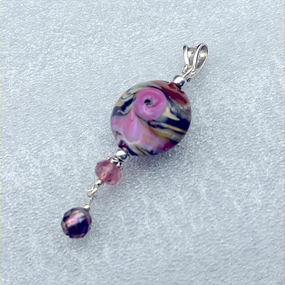 STERLING SILVER PENDANT MAGIC ROSE LAMPWORKl - Picture 4 of 5